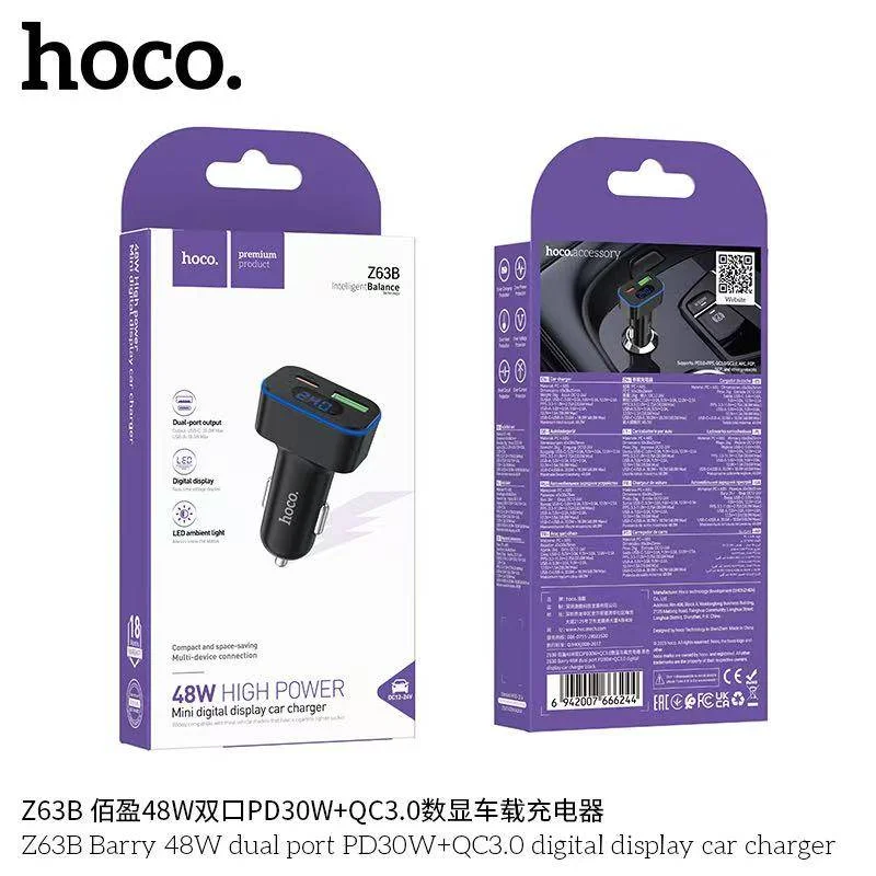  45W High Power Dual Port Car Charger USB-C + USB-A (LED Disp 